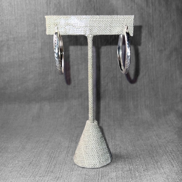 Sterling Silver Patterned Hoops - Picture 3 of 6